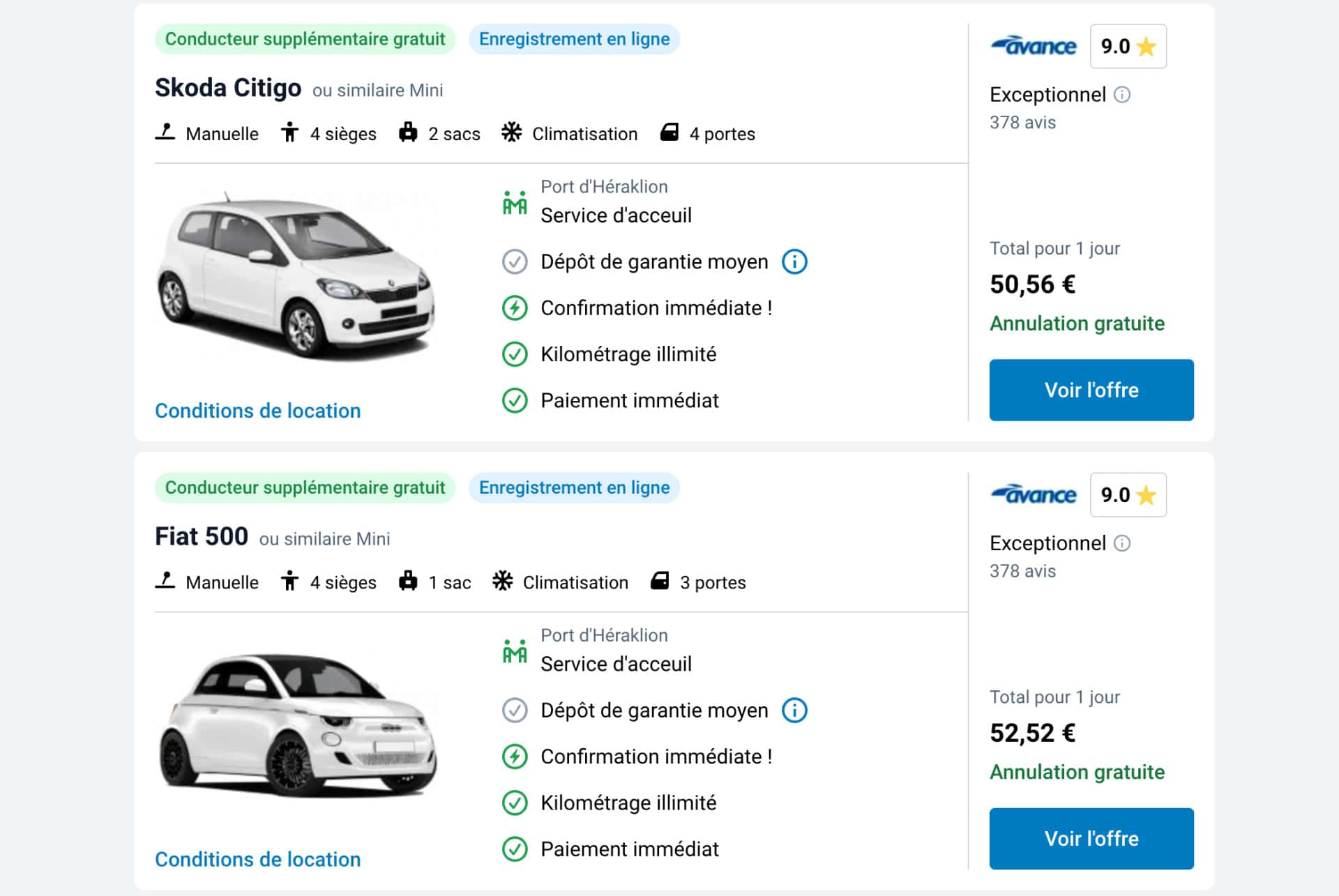 location de citadine a heraklion